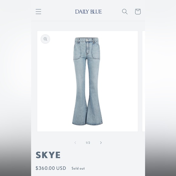 NWT $360 Daily Blue “Skye” Bell Leg Denim Jeans - Picture 14 of 15